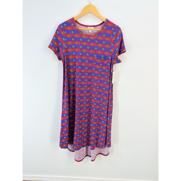 NEW Lularoe Carly High Low Dress Women's Size M Floral Geometric Multicolor - Picture 1 of 12